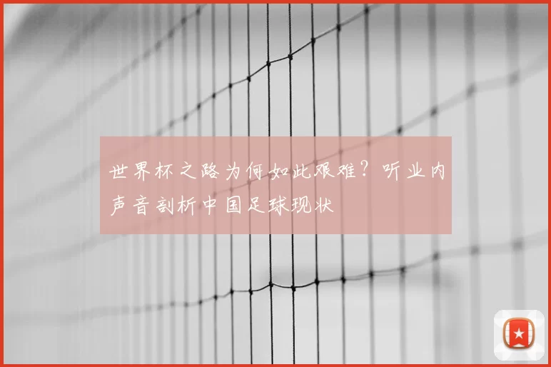 世界杯之路为何如此艰难?听业内声音剖析中国足球现状